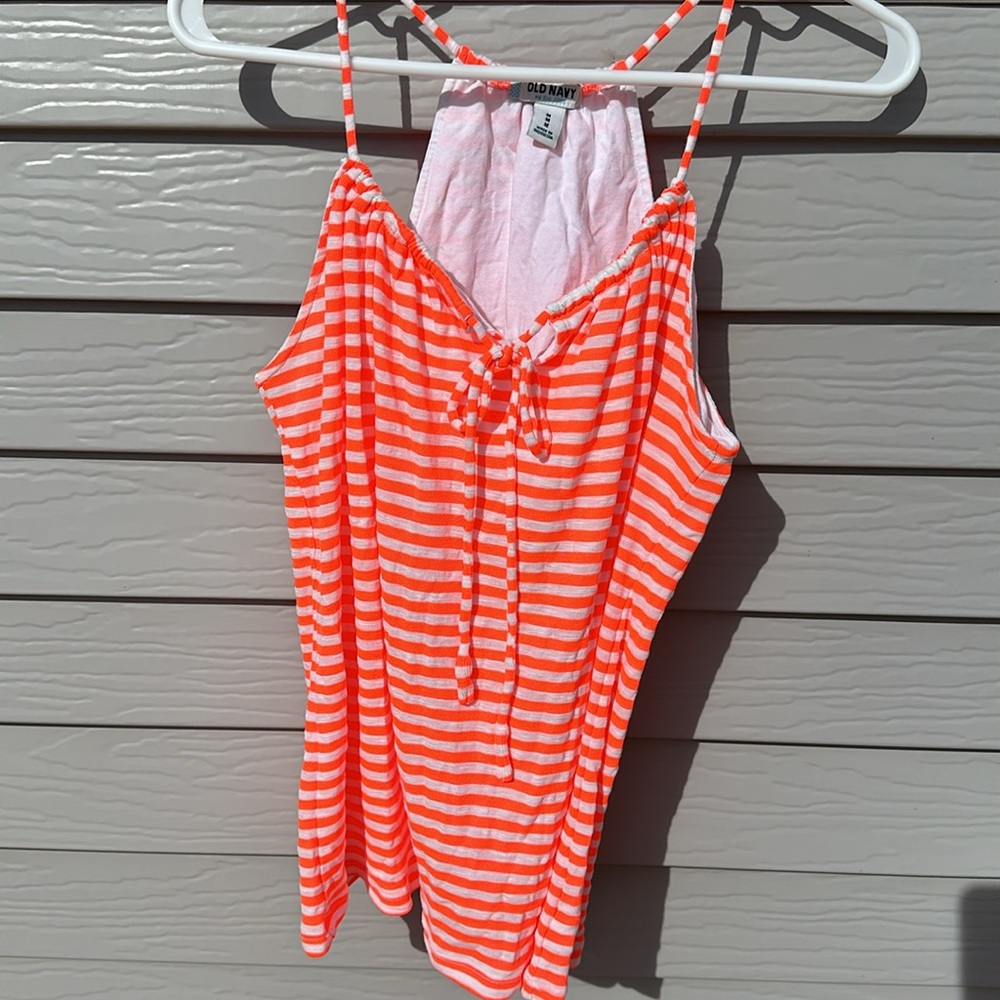 Old Navy Size Medium Orange and White Stripped Tank Top